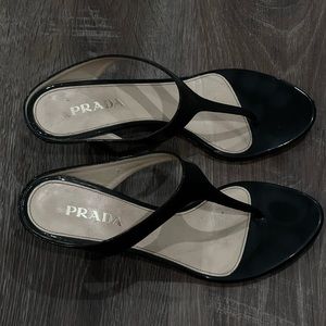 Prada Black Wedged Heels